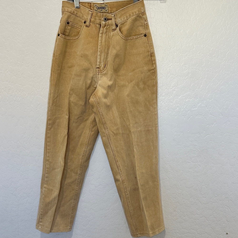 Chamonix Vintage tan Denim Jeans Womens 2R High Rise 100% Cotton Straight‎ Leg